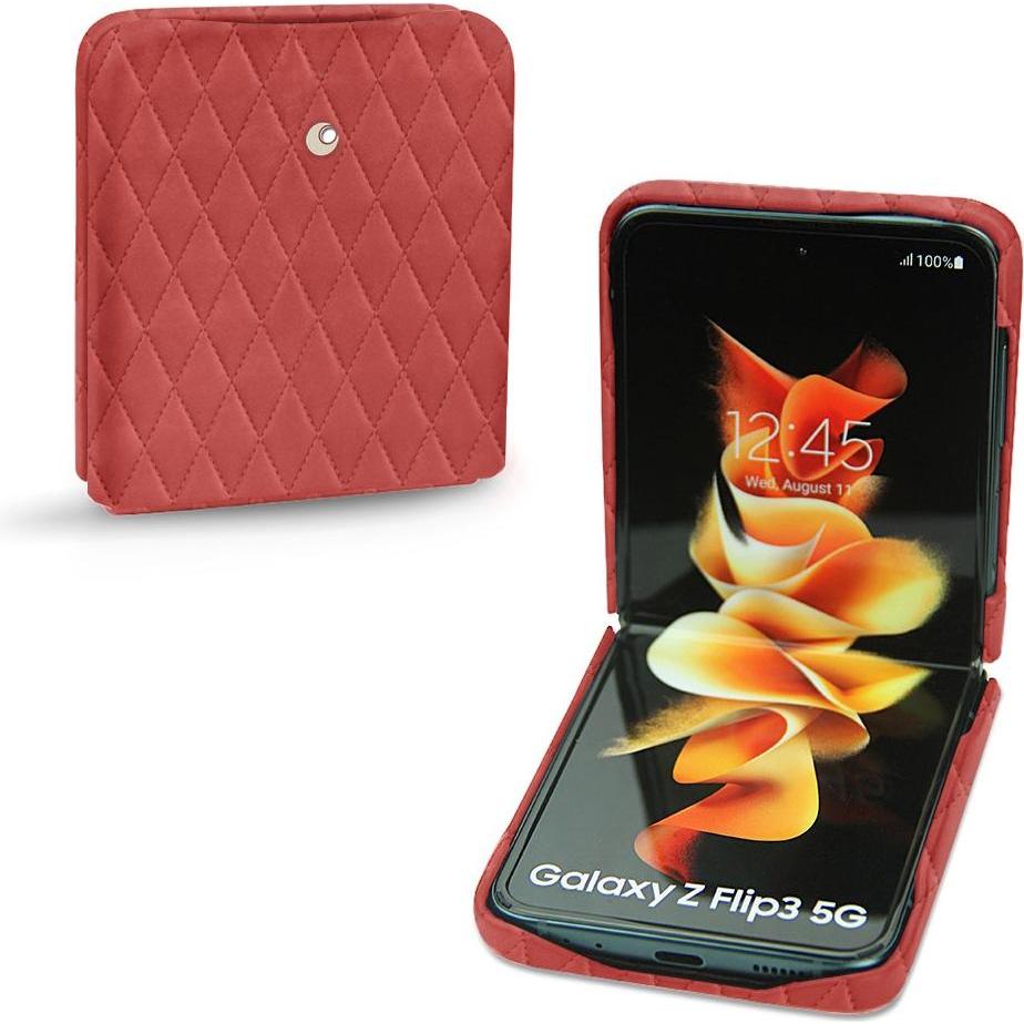 Noreve Lederschutzhülle (Samsung Galaxy Z Flip3), Smartphone Hülle, Rot