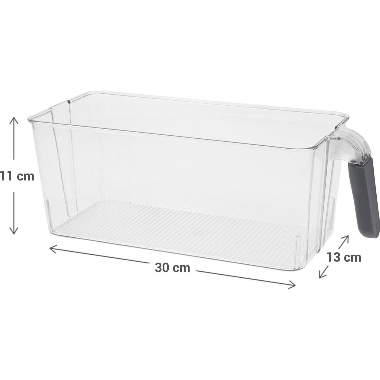 Storage Solutions Contenitore per frigorifero con maniglia. 30 x 13 x 11 cm, Organizzatori per la cucina, Grigio
