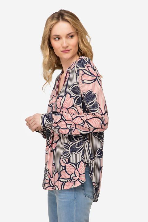 Actual product image Laurasøn Pinstripe Floral Long Sleeve V-Neck Blouse (L)