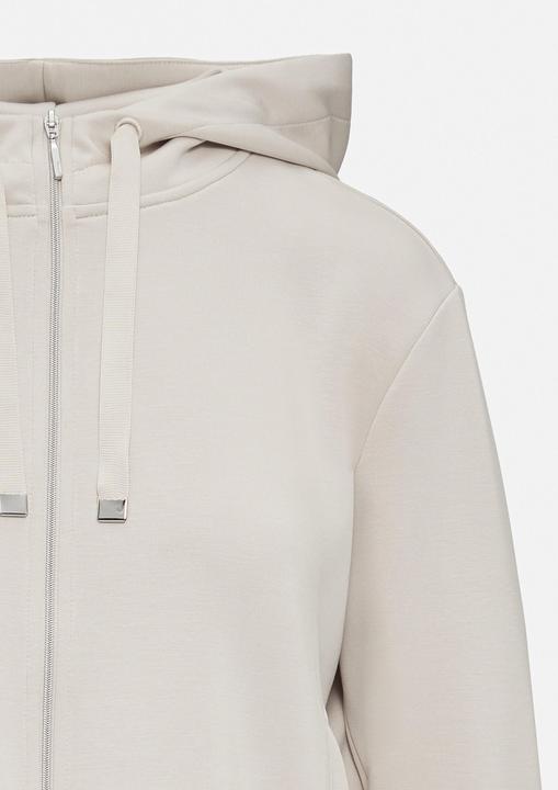 Produktbild Comma Sweatshirt Jacke Verkürzte Sweatjacke mit Kapuze und Leistentaschen (46)