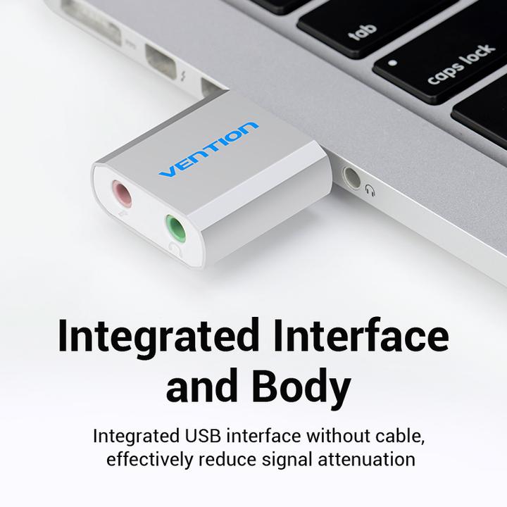 Actual product image Vention USB External Sound Card Silvery Metal Type (USB)