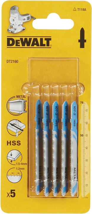 Produktbild DeWalt Jigsaw blades T type HSS76x50mm 5pcs. for metal (DT2160)