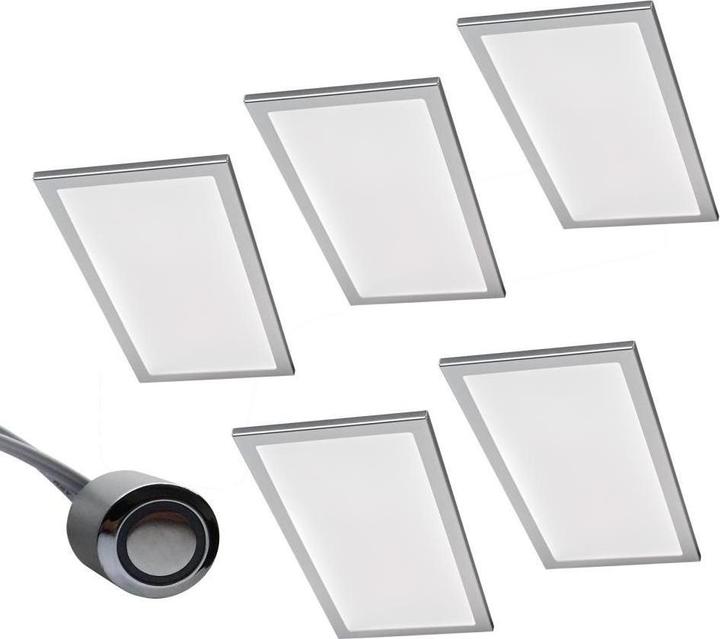 Produktbild Rolux 5er-Set LED Leuchte BASSO 5x6W, Edelstahl-Optik, 3000K warmweiss (300 lm)