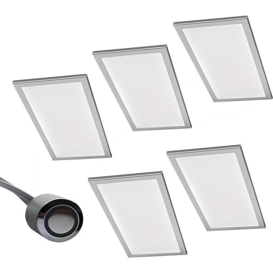 Rolux, Wandleuchte + Deckenleuchte, 5er-Set LED Leuchte BASSO 5x6W, Edelstahl-Optik, 3000K warmweiss (300 lm)