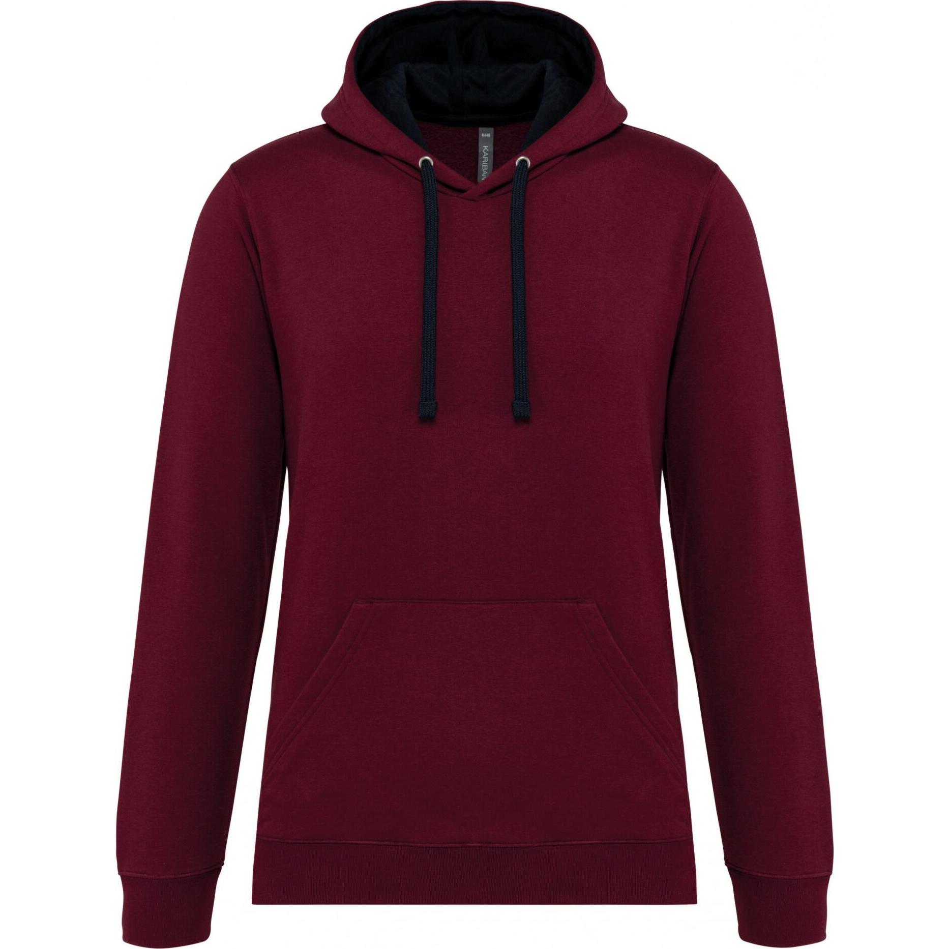 Kariban, Herren, Pullover, Sweatshirt mit kontrastierender Kapuze, Braun, Violett, (M)