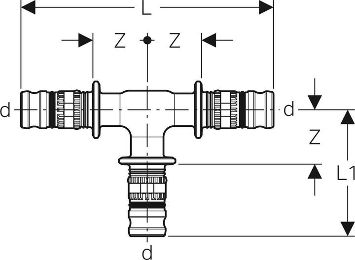 Actual product image Geberit Tee Mepla 26mm (T-connection)