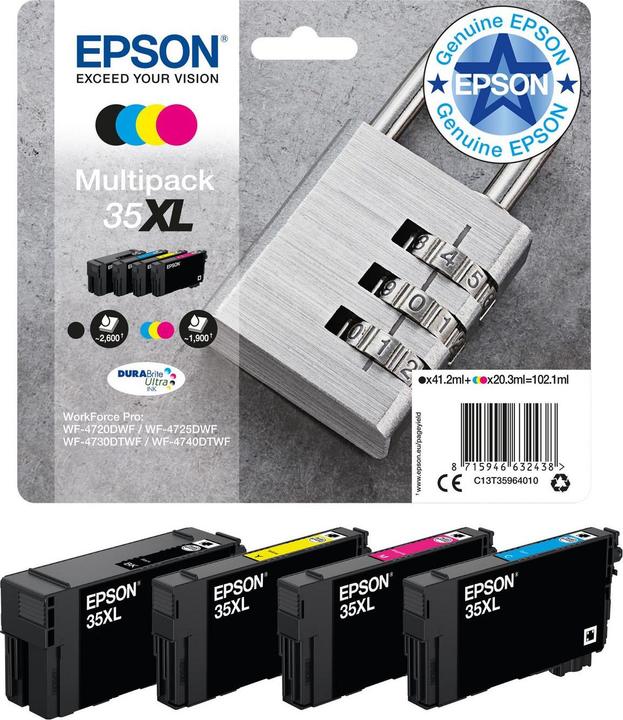 Actual product image Epson 35XL DuraBrite Ultra Multipack (C, FC, M, Y)