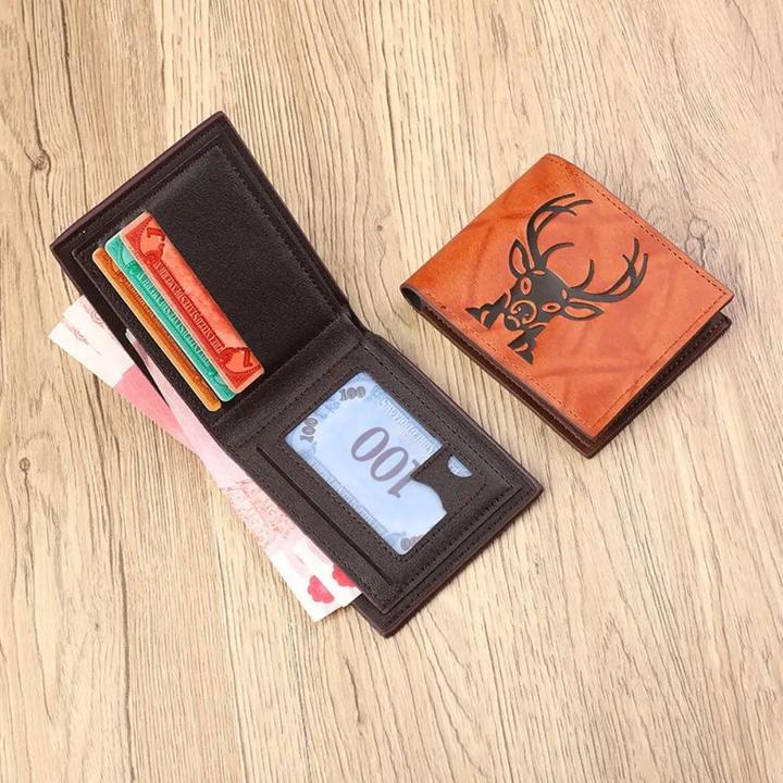 Only-Bags.Store Retro-Geldbörse aus Kunstleder, mit zwei Taschen, ultradünn, 3D-geprägt, Geldbörse