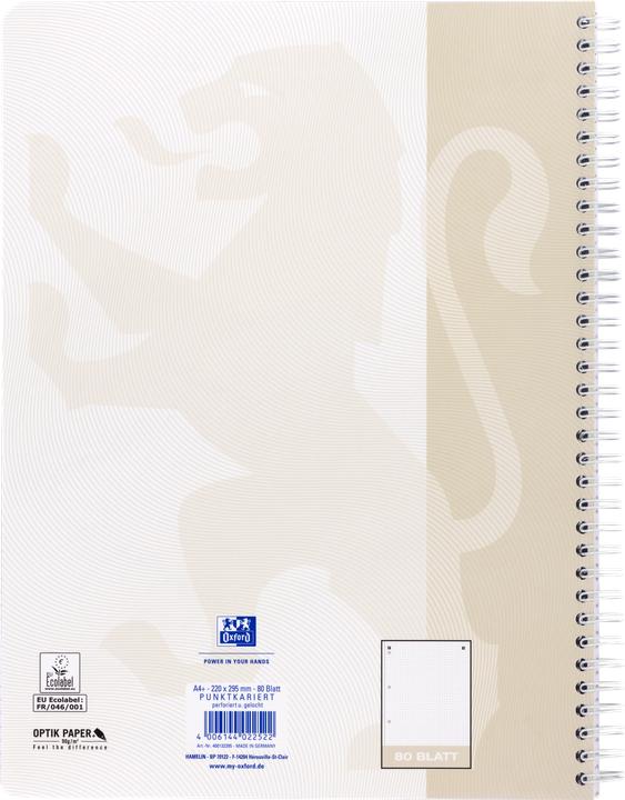 Image du produit Oxford TOUCH A4+ 400132395 pointillé, pierre claire 80 feuilles (A4+, Pointillés, Couverture rigide)