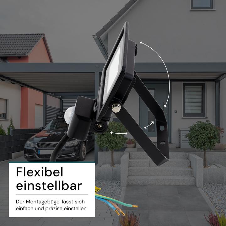 Actual product image Luxula LED floodlight with motion detector, EEK: F, 10W, 1000lm, 4000K, black (1000 lm, E10, IP65)