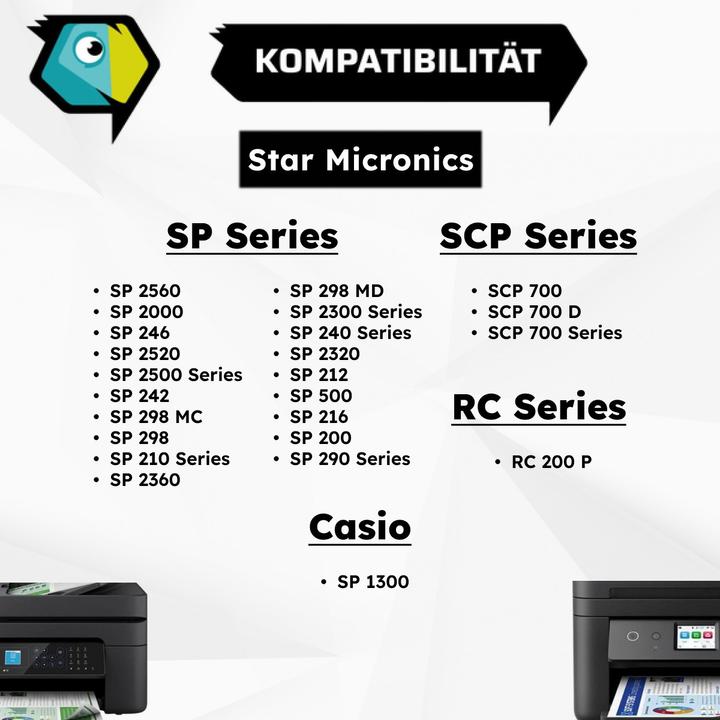 Image du produit Inkadoo Compatible avec Star Micronics RC200B / RC-200B ruban, noir, compatible avec Casio SP 1300, Star