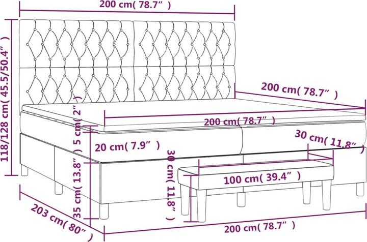 Immagine prodotto vidaXL Boxspringbett (200 x 200 cm)