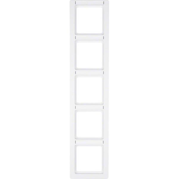 Berker, Zubehör Schalterprogramm, Rahmen 5fach mit Beschriftungsfeld Q.1 polarweiss, samt