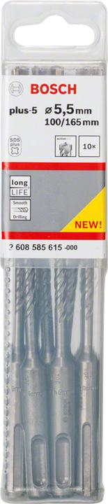Actual product image Bosch Professional Zubehör Hammer drill SDS plus-5, 5.5 x 100 x 165 mm, pack of 10 (5.5 mm)
