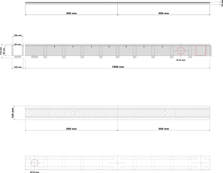 Immagine prodotto Wiltec Caniveau 3x1m Grille recouvrement 12,5t Fonte Drainage Eaux usées Rigole Grille évacuation Garage
