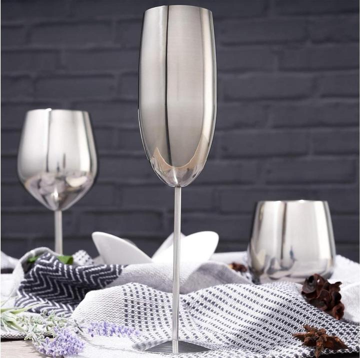 Produktbild Oak & Steel Edelstahl Sektgläser Silber 4er-Set (28.50 cl, 4 Gläser, Sektgläser)
