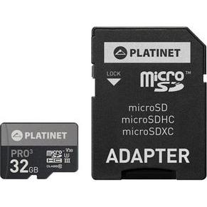 Platinet Karta Pro MicroSDHC 32 GB Classe 10 UHS-III/U3 A1 V30 (PMMSD32UIII / 44003) (32 GB, microSDHC, U3, UHS-III), Scheda di memoria