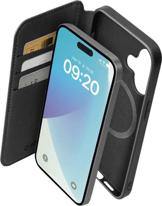 Immagine prodotto SBS Custodia a portafoglio MagSafe compatibile con iPhone 16 Plus nero (Apple iPhone 16 Plus)