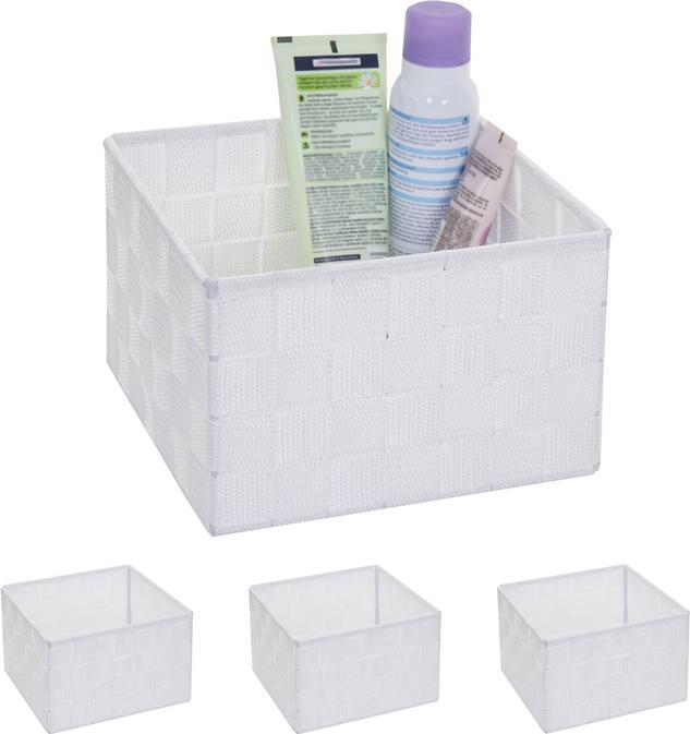 Actual product image Swisshandel24 4x Storage Basket, Decorative Basket Basket Storage Shelf Basket Deco 12x19x19cm white (19 cm, 4x)