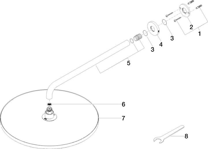Actual product image Dornbracht rain shower with wall connection, 450 mm projection, rain shower 400 mm, 28659070 (13.30 l/min)