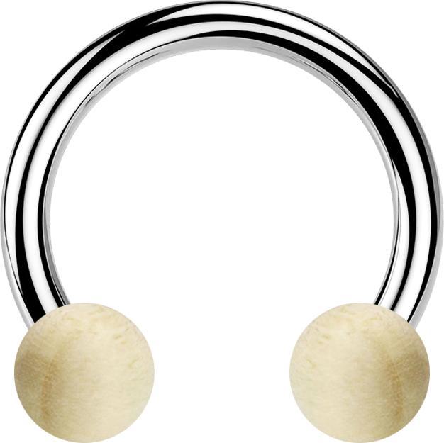 Immagine prodotto Star Piercing Bilanciere circolare in argento con due sfere in legno di coccodrillo (senza ottone, Organico, Acciaio chirurgico 316L)