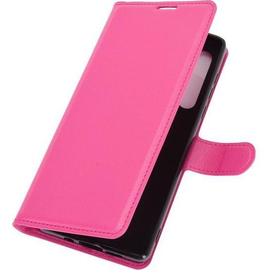 Thumbnail - MU Classic Litchi Leder Bookcover Series (Motorola Edge), Smartphone Hülle, Rosa
