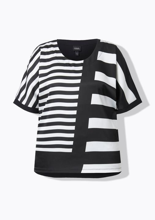 Actual product image Ulla Popken Striped Mixed Material Tee (60)