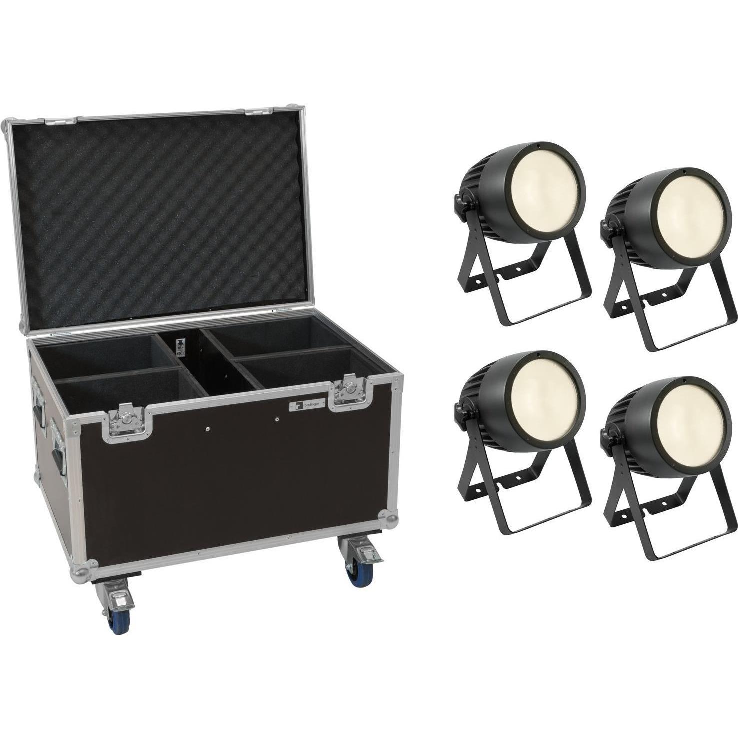 Eurolite Set 4x LED Theatre COB 200 WW + Case mit Rollen, Licht Set