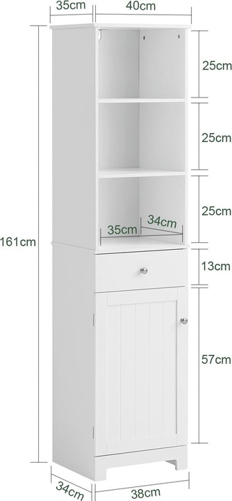 Actual product image SoBuy Bathroom tall unit (40 x 35 x 161 cm)