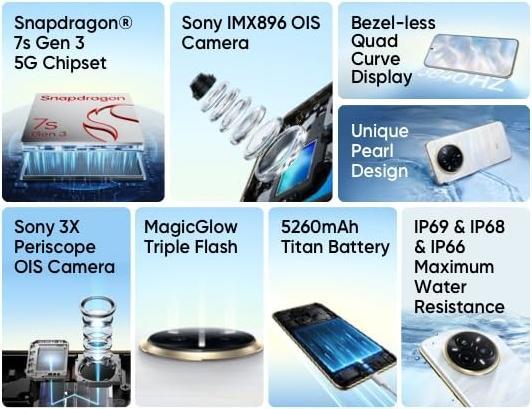 Produktbild realme 14 Pro+ (256 GB, Suede Grey, 6.83", Dual SIM, 5G)