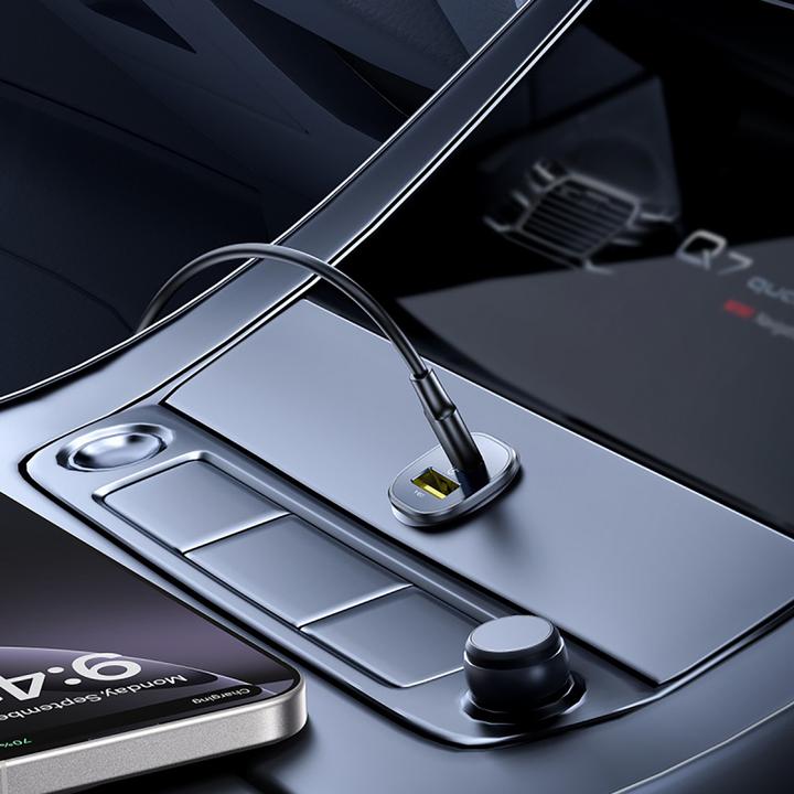 Actual product image Baseus GoTrip USB-C / USB-A 30W Autoladegerät - Schwarz