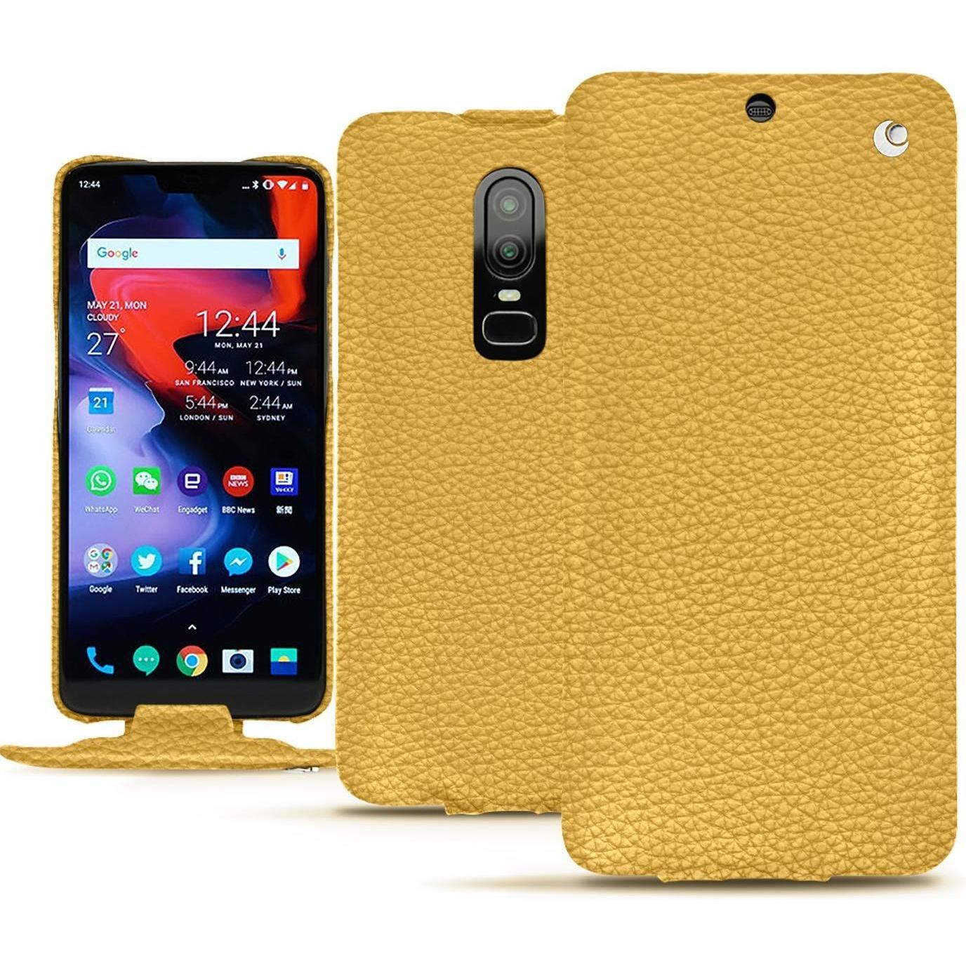 Thumbnail - Noreve Lederschutzhülle vertikal (OnePlus 6), Smartphone Hülle, Orange