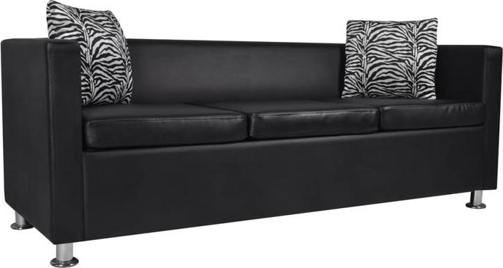 Produktbild vidaXL Sofa 3-Sitzer Kunstleder Schwarz (3-Sitzer)