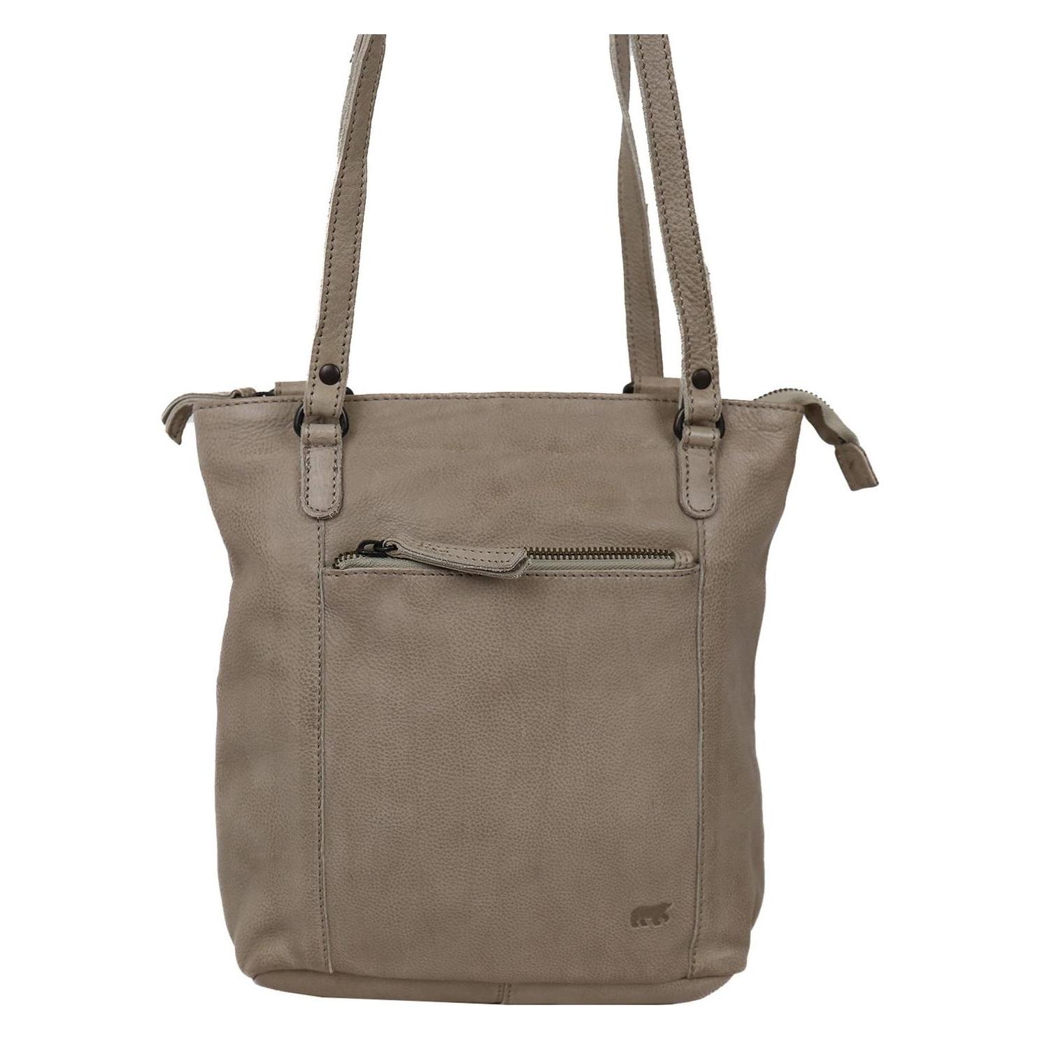 Bear Design, Vrouwen, Handtas, Sandy Leren Schoudertas / Rugtas - Zilver Nerts, Grijs, Beige, Bruin, Zilver