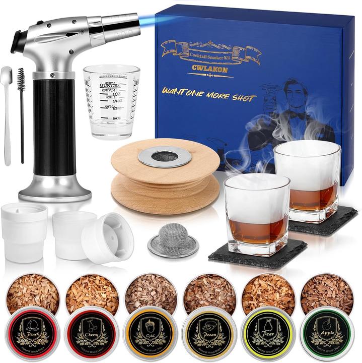 Cwlakon Cocktail Smoker Kit mit 6 Holzchips und Taschenlampe (Set da cocktail)