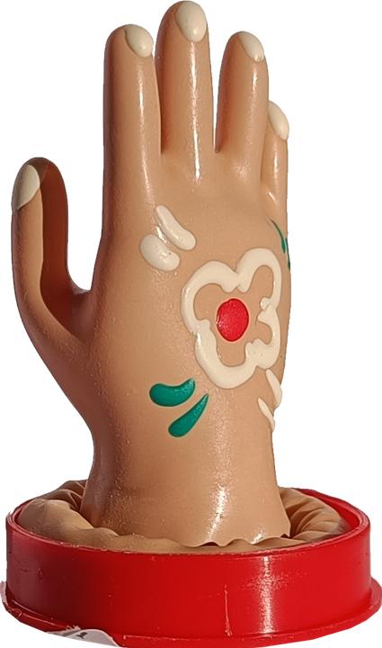 Produktbild Erco Scherzkondom «Hand» – Leuchtende Fingernägel, handbemalt, Unikat (1 Stk.)