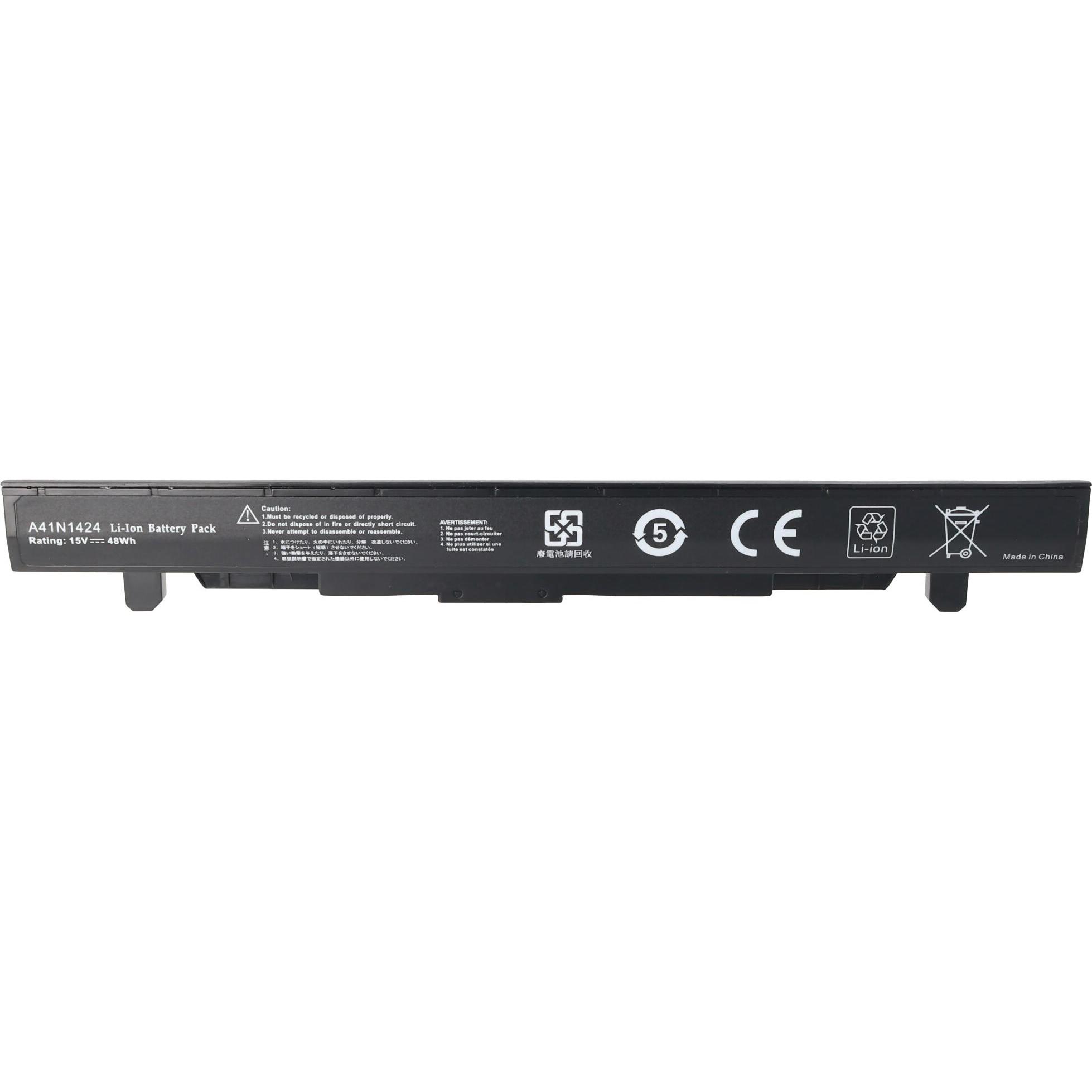 AccuCell Akku passend für ASUS GL552 A41N1424, ROG FX-PLUS, Li-Ion, 14,8V, 2800mAh, 41,4Wh (2800 mAh), Notebook Akku, Sc...