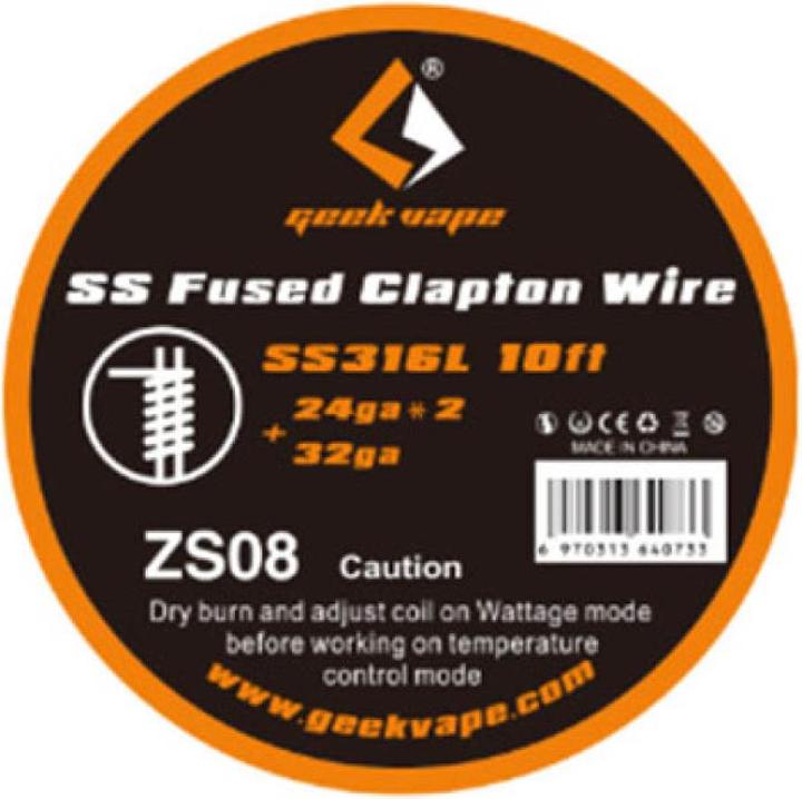 Actual product image Geek Vape SS Fused Clapton Wire SS316L 24GA x 2 + 32GA (1 x)