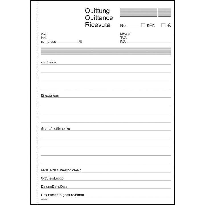 Produktbild Favorit Durchschreibebuch OK Bonus Quittungen (84 x)