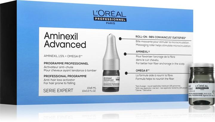 Actual product image L'Oréal Professionnel Serie Expert Aminexil Advanced (Anti-Hair Loss Ampoules, 10x6 mL) (6 ml)