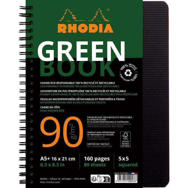 Actual product image Rhodia Rhodiactive Greenbook (A5, Checked, Soft cover)