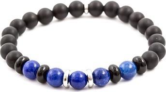 Immagine prodotto Beneto Bracciale in giada, agata e onice MINK54 - Lunghezza: 19 cm (L) (19 cm, Pietra lavica, Howlite)