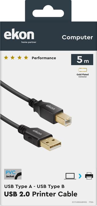 Image du produit Ekon CAVO USB A TO USB B 2.0 5MT () (5 m, USB 2.0)