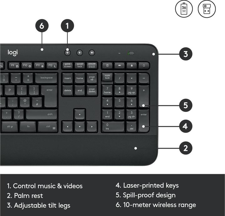 Produktbild Logitech MK545 Advanced (CH, Kabellos)