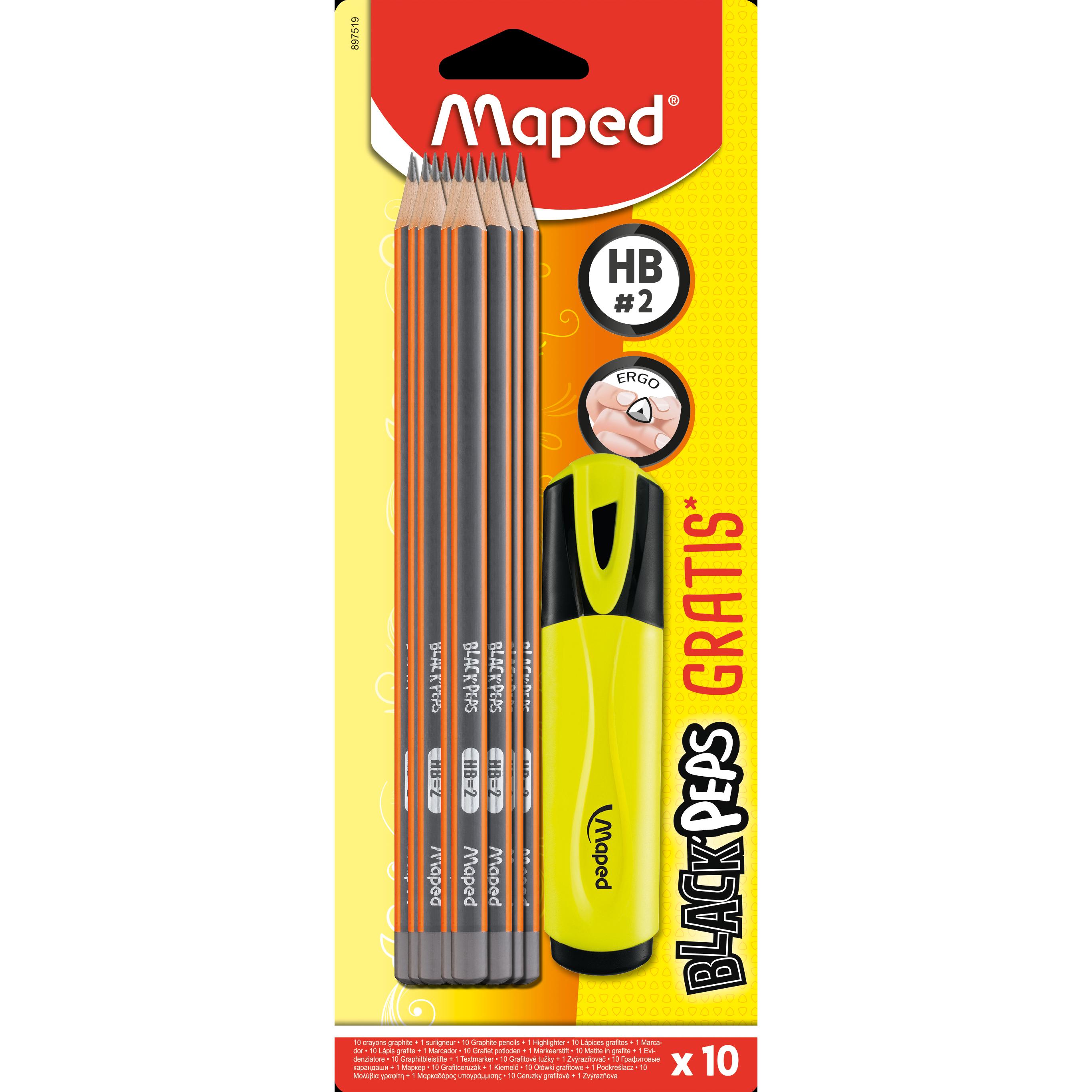 Magni, Bleistift, Bleistifte BLACK PEPS HB 10er gratis Textmarker (10 x)