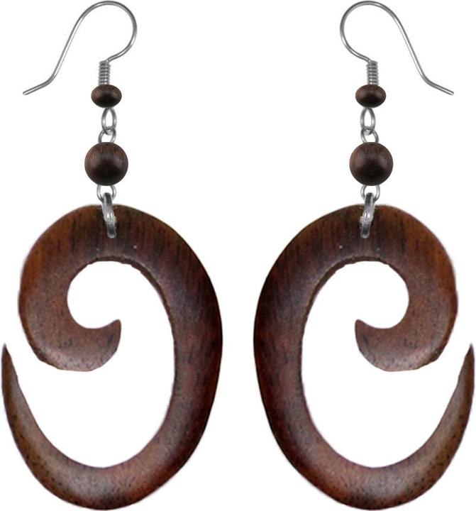 Produktbild Star Piercing Ohrring Spirale Oval aus Sonoholz (ohne Messing, Organisch, Chirurgenstahl 316L)