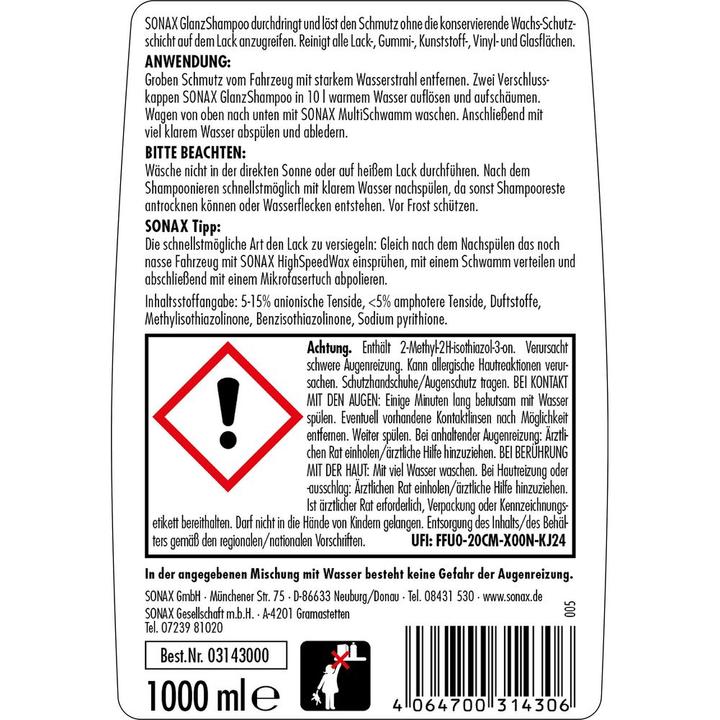 Immagine prodotto Sonax Shampoo Concentrato Lucentezza (1000 ml)