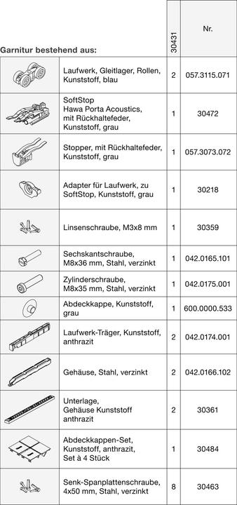 Actual product image HAWA Sliding door fittings Porta 60/100 HMD/HMT Pocket Acoustics