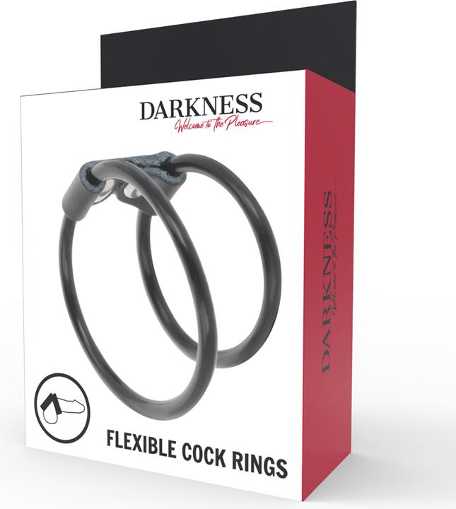 Actual product image Darkness Sensations Double rubber and leather penis ring (5 cm)