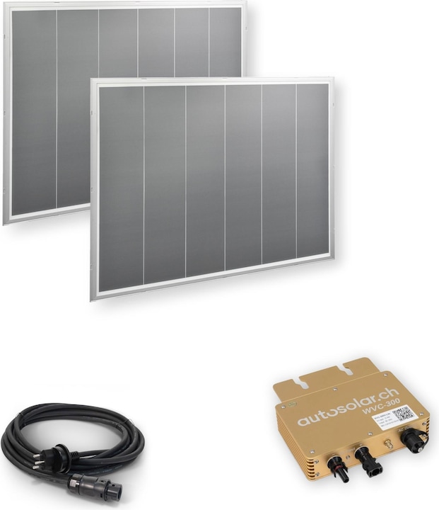 Autosolar Balkonkraftwerk mit weiss/grau Nadelstreifen (400 W)